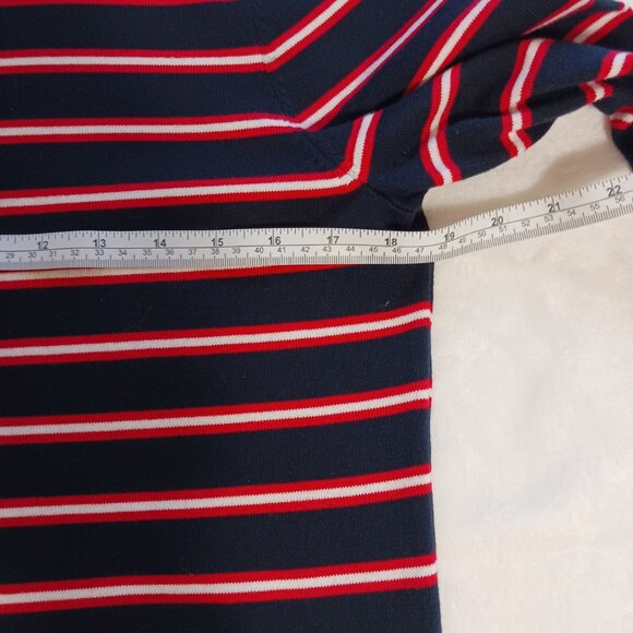 Tommy Hilfiger Turtleneck Sweater, Navy with Red and White Stripes, Size Medium - Picture 12 of 15